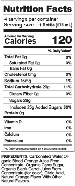 Organic Blood Orange Sparkling Beverage Nutrition Facts